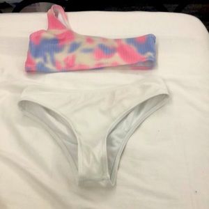 Tie dye one shoulder bikini Shein